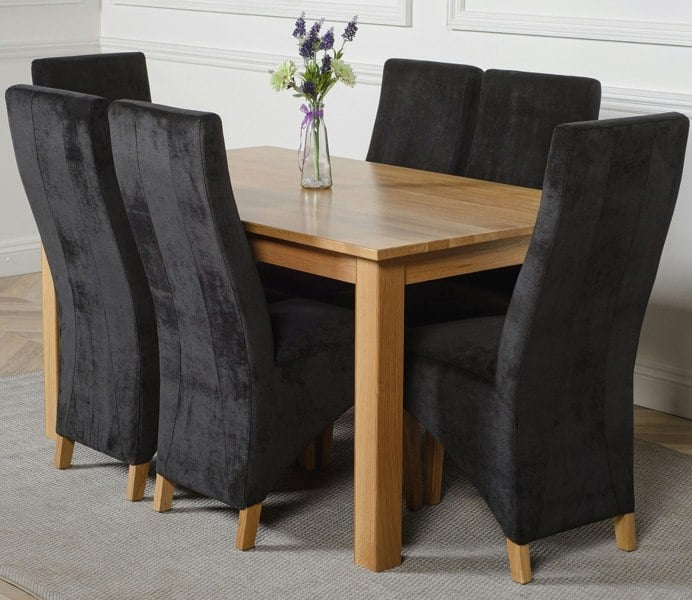 That's Furniture Oslo 150 x 90cm Medium Oak Dining Set with Lola Fabric Chairs