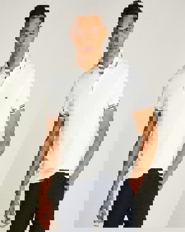 Tommy Hilfiger Tipped Mens Slim Fit Polo - White