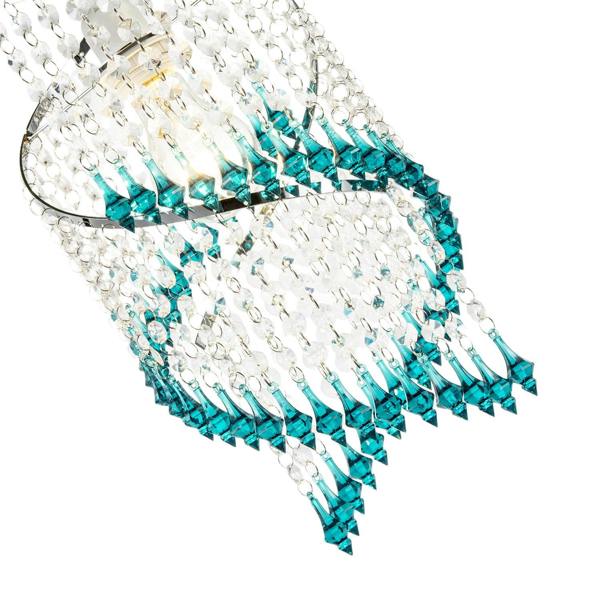 Modern Spiral Waterfall Pendant Shade with Teal and Clear Acrylic Image 3