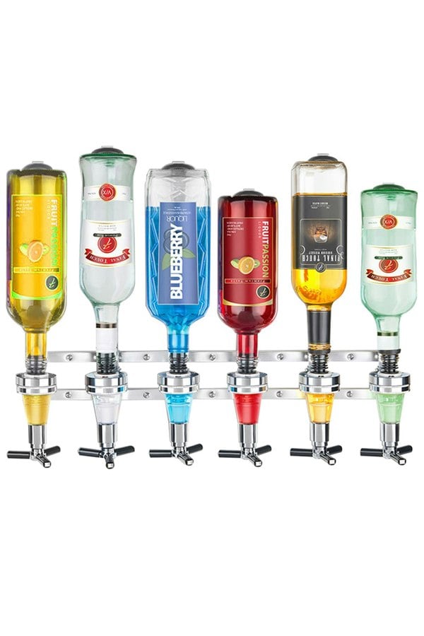 Living and Home Wall Mounted 6 Bottles Wine Bottle Holder Drinks Dispenser