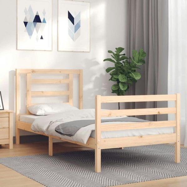 Berkfield Bed Frame with Headboard Single Solid Wood