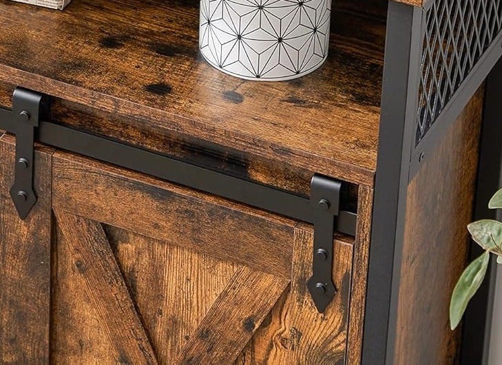 Modcraft Industrial Storage Cabinet with Sliding Door, Adjustable Shelf, Open Compartment for Entryway & Living Room