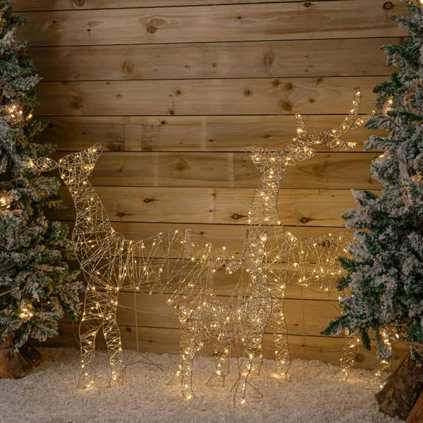 Samuel Alexander 1m Light up Gold Twist Christmas Reindeer Family Set with 310 Warm White LEDs