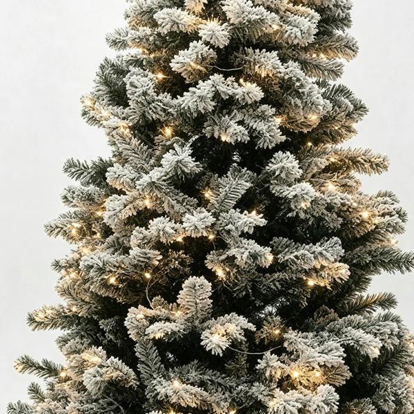Gr8 Home 7ft Snow Flocked Prelit Artificial Christmas Tree 300 Warm White LED Lights Xmas
