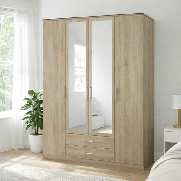 Osaka 4 Door 2  Drawer Mirror oak