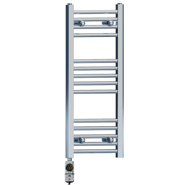 MYHOMEWARE 400 x 800 mm Chrome Electric Bathroom Towel Rail Radiator Heater With AF Thermostatic Electric Element Pre-Filled