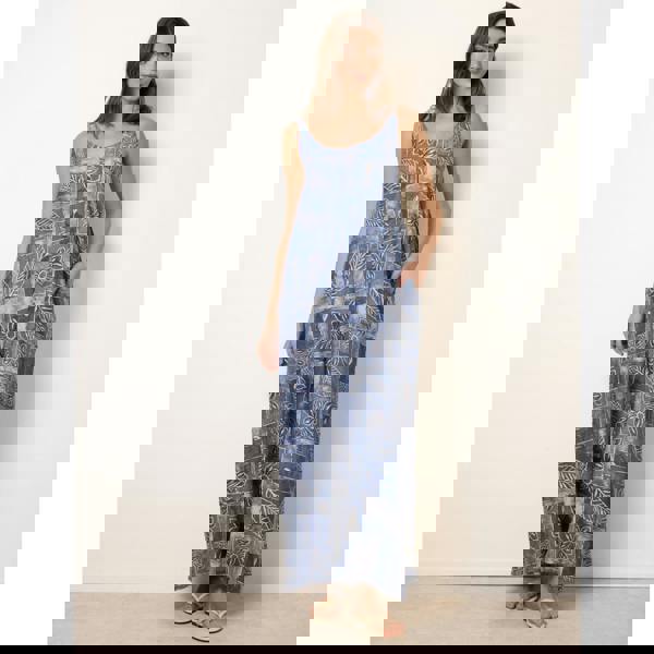 Blue Vanilla Floral Printed Oversized Jumpsuit