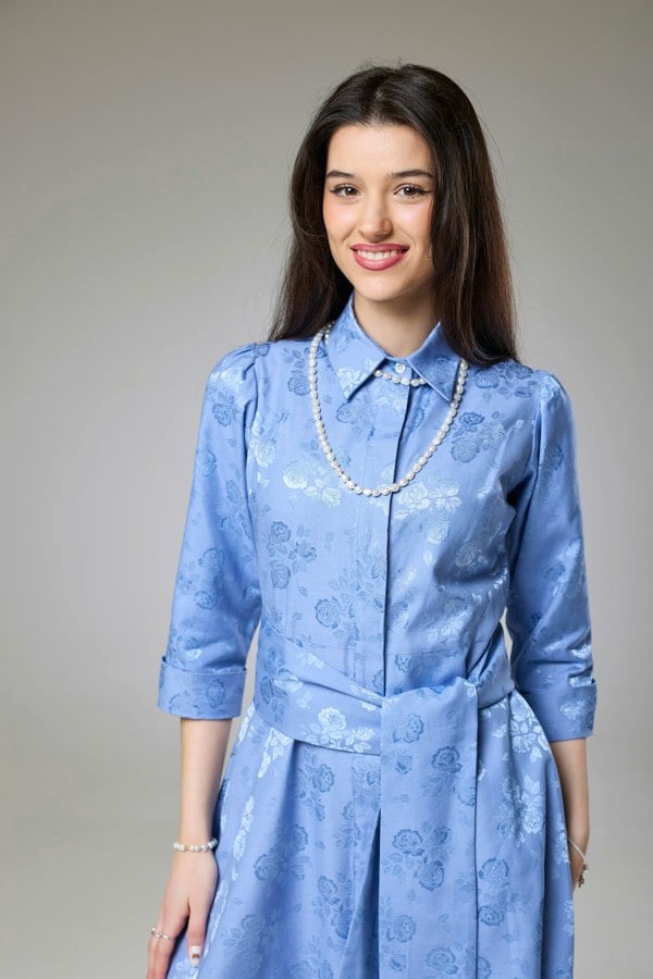 Isha's Timeless collection Sky Blue Petals Sleeved Dress