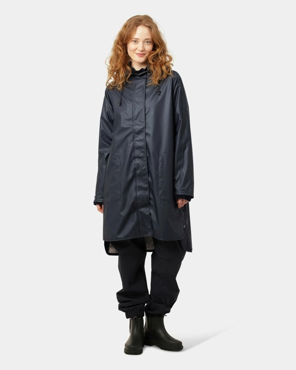 Ilse Jacobsen Rain Womens A-Line Rubberised Raincoat - Dark Indigo 660