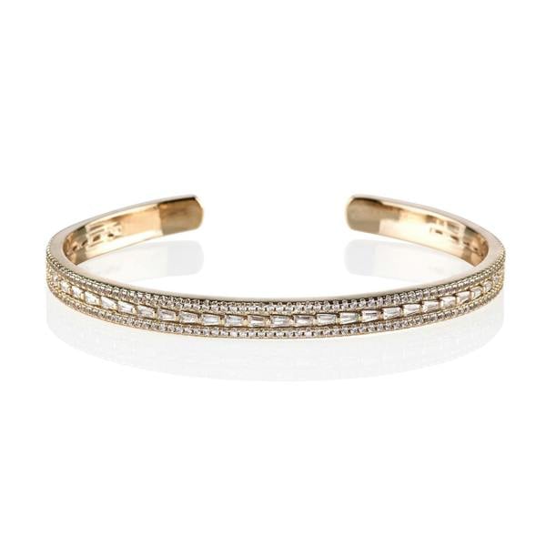 Rose Gold Paragon Cuff Bangle with Cubic Zirconia - namana.london