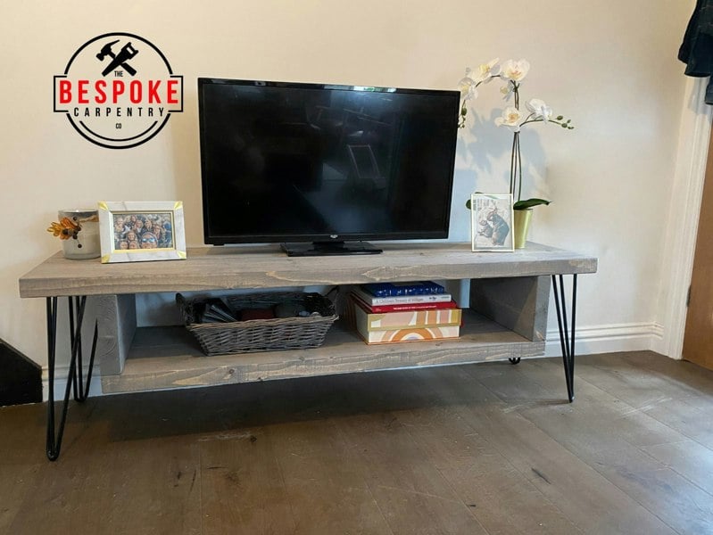 The Bespoke Carpentry Co TV Stand - Floating Storage with Hairpin Legs