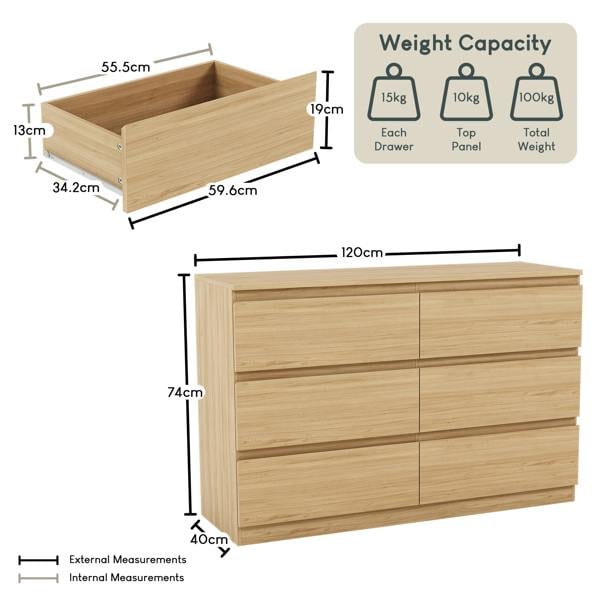 Vida Designs Denver 6 Drawer Chest, Black