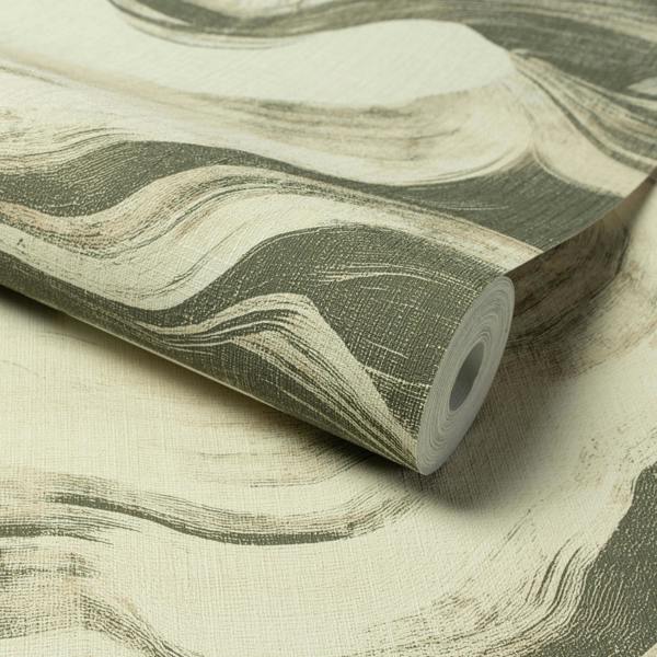 Grandeco Bayda Geo Paint Effect Textured Wallpaper, Green