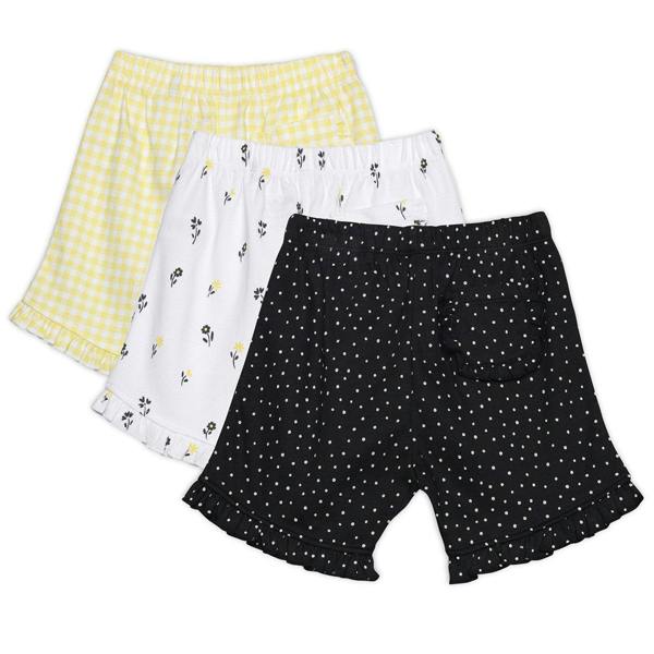 Mini Cuddles Baby Girls 3pk Printed Shorts, Multicolour