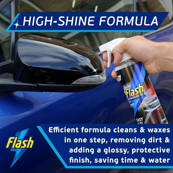 Flash Waterless Wash & Wax Quick & Effective Waterless Car Cleaner Spray 500ml
