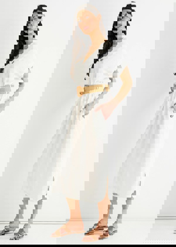 Gini London White Air Flow Belted Oversized Dress