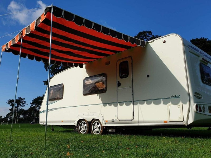 Orange and Brown Caravan Sun Canopy Shade OLPRO