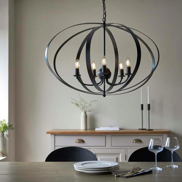 Pagazzi Lighting Midnight 5 Light Matte Black Pendant Ceiling Light