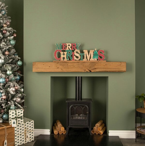Samuel Alexander 80cm Red and Green Wooden Merry Christmas Table Top Sign