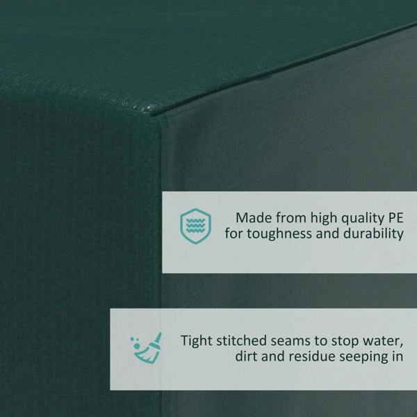 Dark green cover seam detail and material panel for waterproof protection.