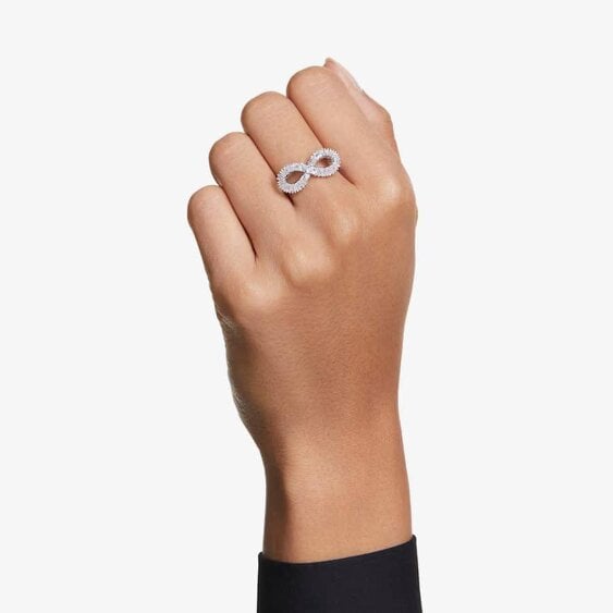 Swarovski Hyperbola Rhodium Plated Infinity Cocktail Ring 567969