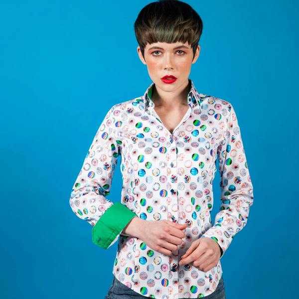 MULTICOLOUR BALLS WOMENS PRINT SHIRT - Premium Men's Patterned Shirt by Claudio Lugli | Bold Design, Tailored Fit, Best Printed Shirts