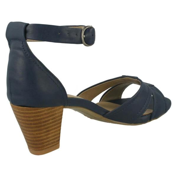 Spot On Ladies Spot On Heeled Ankle Strap Sandal with Stitched Vamp