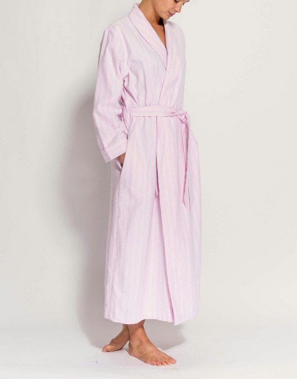 British Boxers Women's Brushed Cotton Dressing Gown – Westwood Pink Stripe