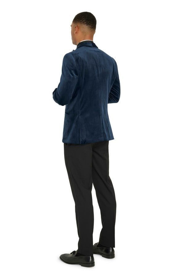 Harry Brown London Leo Velvet Tuxedo Dinner Jacket with Shawl Lapel Detail - Navy