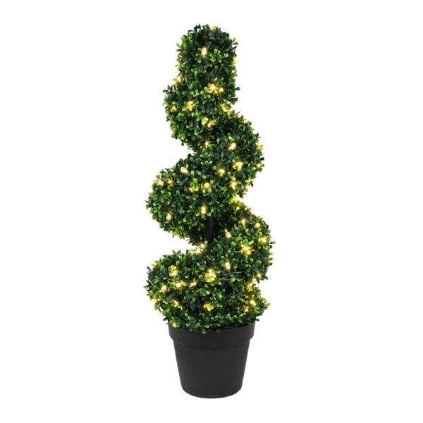 Gardenwize Solar Faux Plant – Twist Topiary Tree in Pot with 100 LED Lights