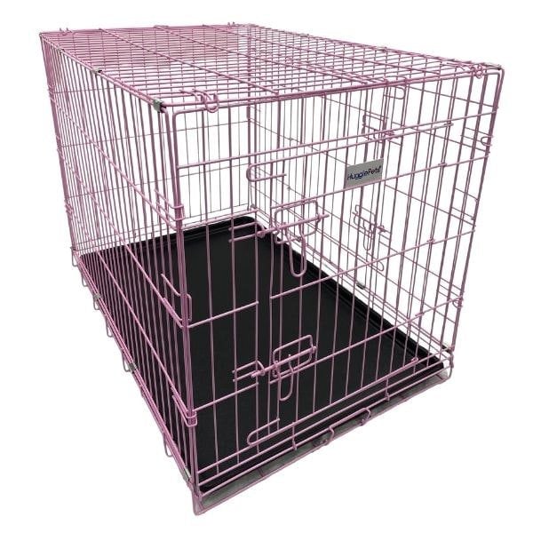 HugglePets Pink / Blue Dog Cage with Plastic Tray