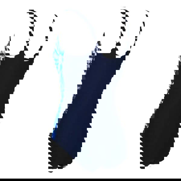 Zoggs Sapphire Adjustable Scoopback Swimsuit in navy blue with floral accents