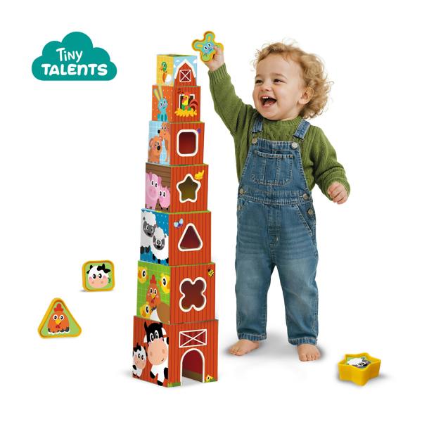 SES Creative Stacking Blocks Tower and Shape Sorter 2 in 1 - Farm Animals