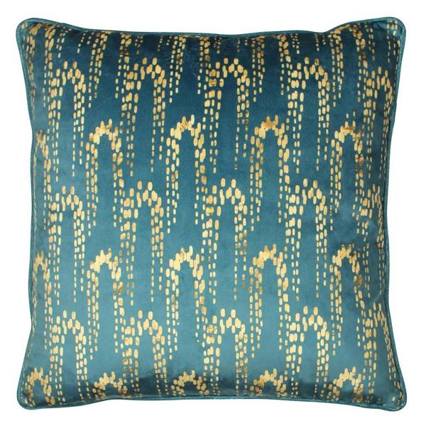 Furn Wisteria Velvet Square Cushion Cover - Petrol - 