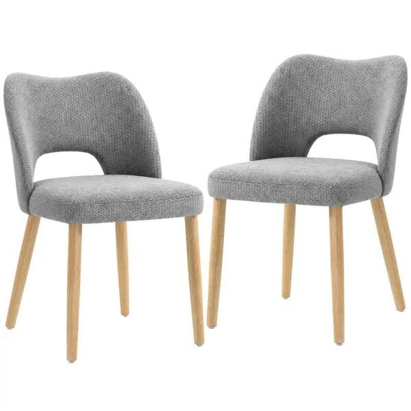 Bobobiy Dining Chairs Set Upholstered Kitchen Chenille Tool Free Assembly Rubberwood Legs, Grey