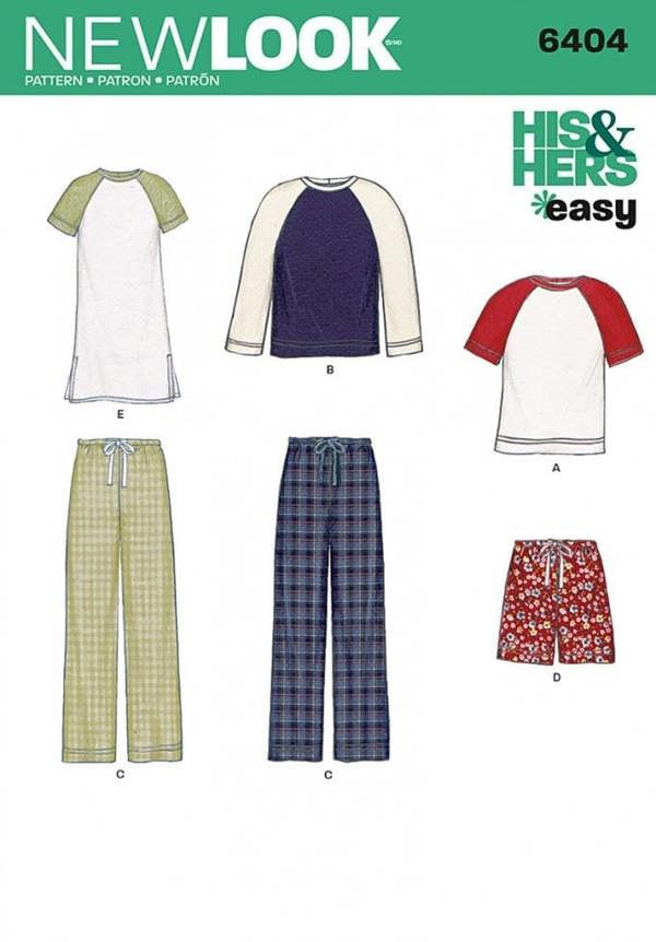 New Look Sewing Pattern 6404, Dresses, Trousers, Pyjamas, Tops for Men, Women, A (All Sizes) - Beginner, Easy