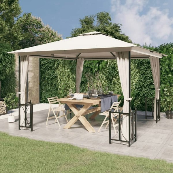 Berkfield Gazebo with Sidewalls&Double Roofs 3x3 m Cream