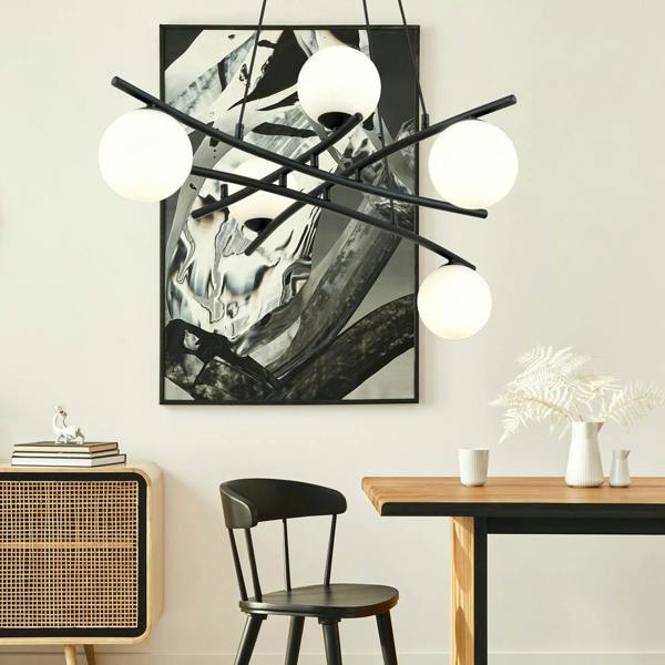 Emibig ESSA Pendant lamp 5 x E14 Black with White Shade