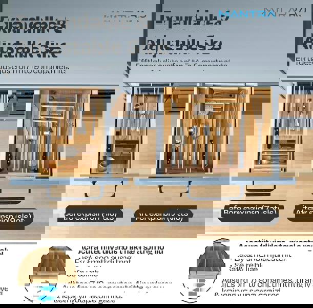 MANTRARAJ Bamboo Cutlery Drawer Organiser 5-7 Compartment Expandable Cutlery Tray Utensil Holder Drawer Dividers