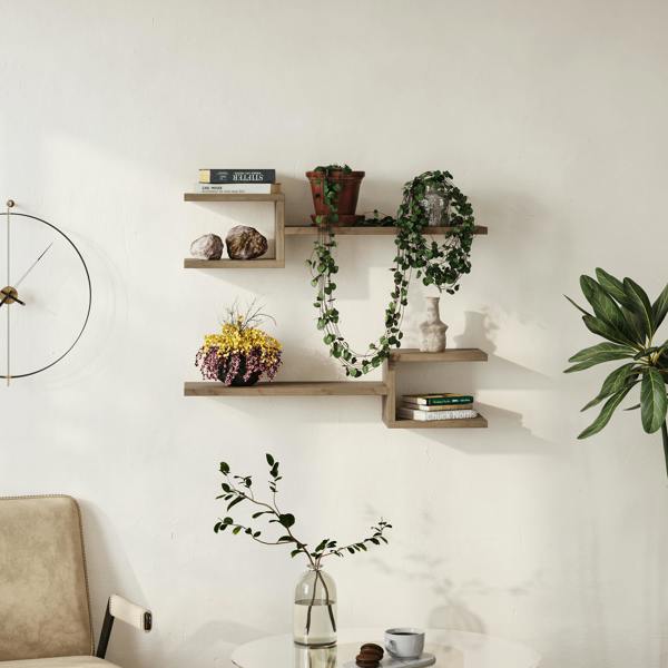 Decortie Fork Modern Wall Mounted Floating Shelf Unique Design Set 2 Piece Shelf 75cm