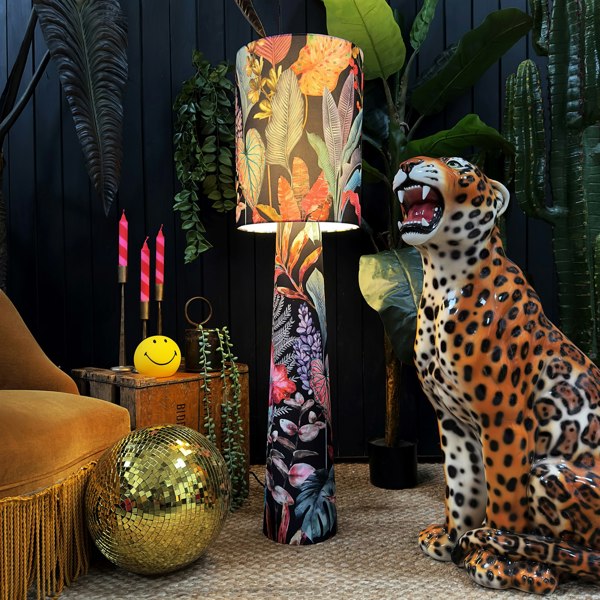 Love Frankie Handmade Velvet Portable Lamps in Acid Jungle