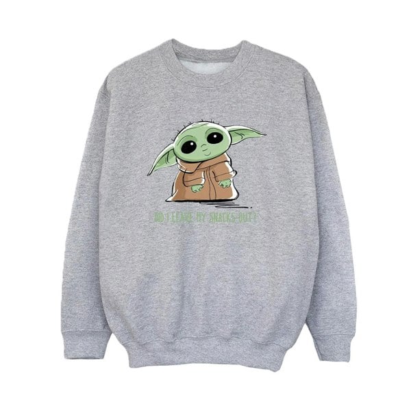 Star Wars Boys The Mandalorian Grogu Snacks Meme Sweatshirt - Sports Grey