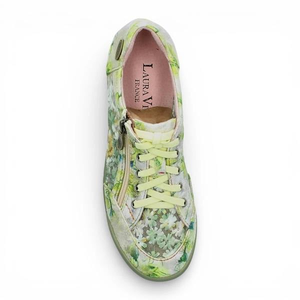 Laura Vita Tivanao 05 - Women's Yellow Floral Leather Sneakers