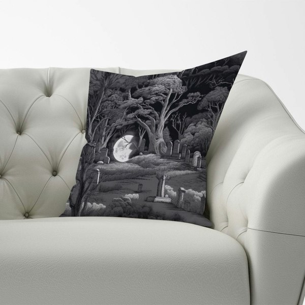 Warren Reed Eerie Moonlit Cemetery Cushions