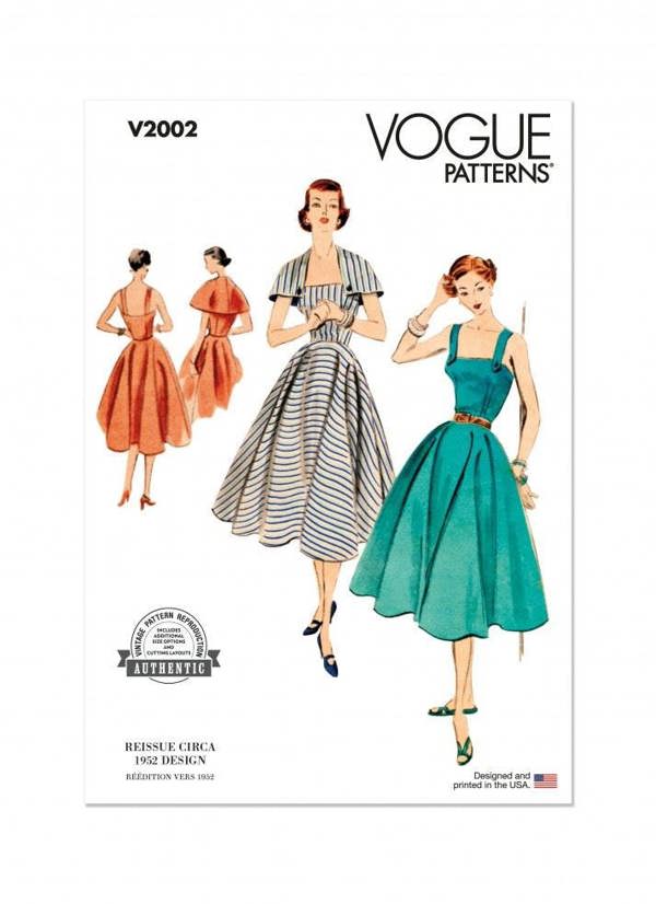 Vogue Sewing Pattern 2002, Dresses, Vintage Style for Women, K5 (8-10-12-14-16) - Intermediate