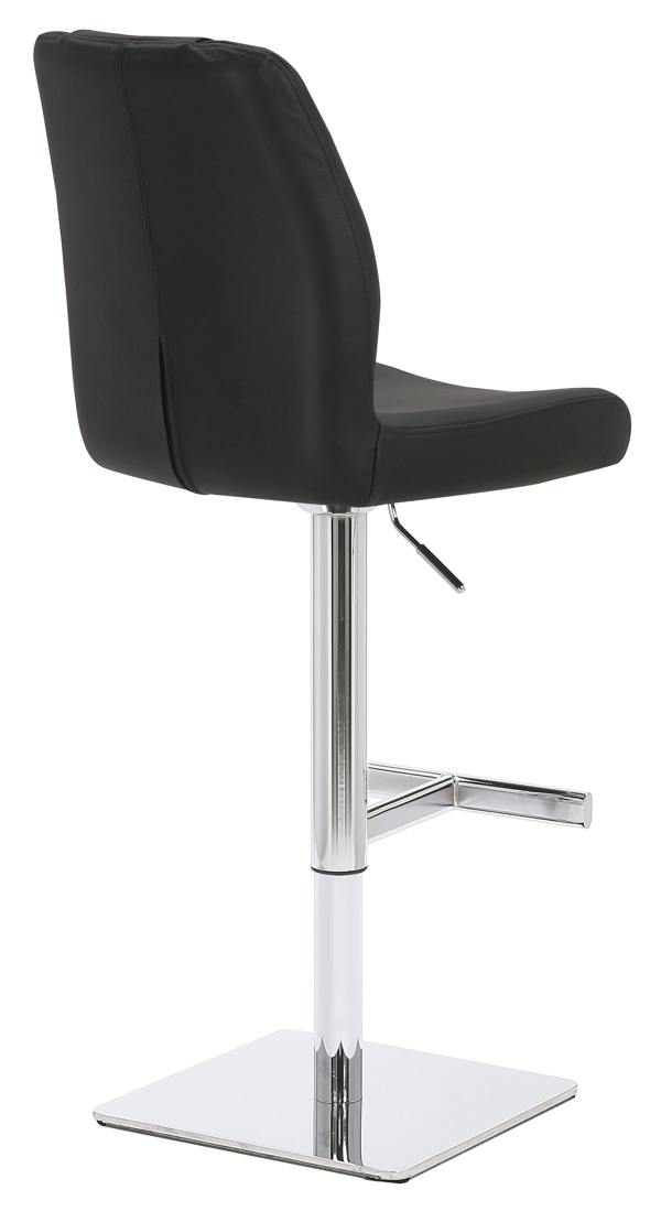 Lamboro Ravenna Deluxe Breakfast Bar Stool, Chrome Footrest, Height Adjustable Swivel Gas Lift, Home Bar & Kitchen Leather Barstool, Black
