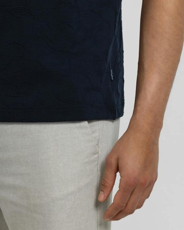 Steel & Jelly Adwell - Linear Floral Jacquard Polo Shirt