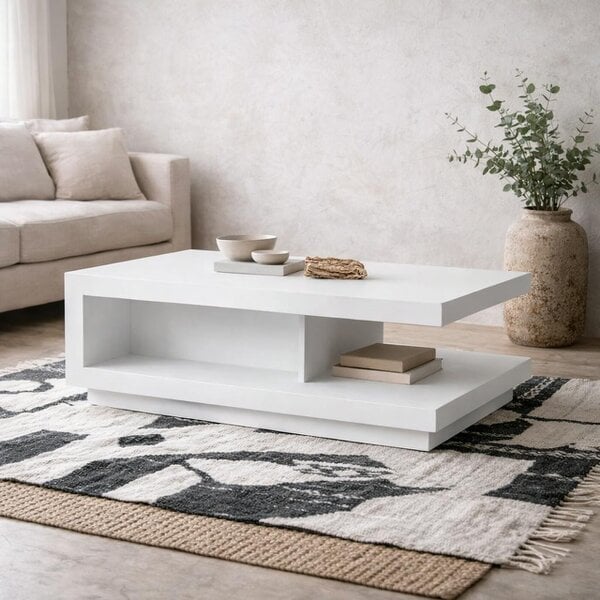 Wyld Haus Hjorring White Gloss Wooden Minimalist Coffee Table
