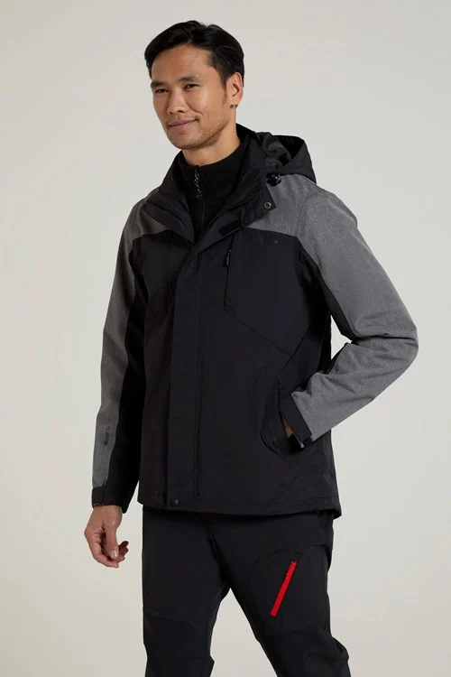 Mountain Warehouse Mens District Extreme 3 in 1 Waterproof Jacket - Black