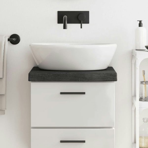 Berkfield Bathroom Countertop Dark Grey 40x30x6 cm Treated Solid Wood